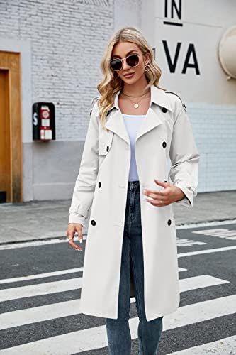 Image of Womens Long Trench Coat Double Breasted Windproof Overcoat With Belt