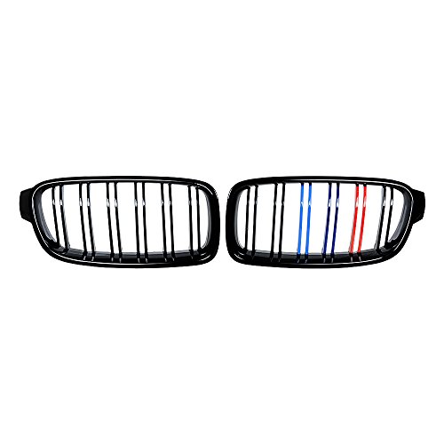 Glossy Black M-Color Front Kidney Grille Grill Compatible with 2012-2018 F30 320i 328i 335i 4-Door