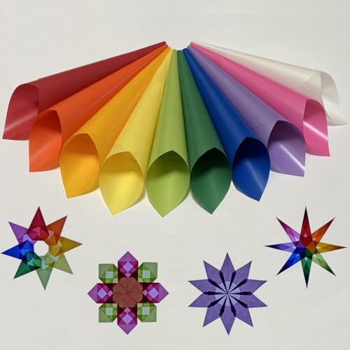 Translucent Wax Paper, Kite Paper, Glassine Papers. Suitable for Making Window Stars, Waldorf Stars, Diwali Decoration (Bright, 8.5 x 8.5 inch)