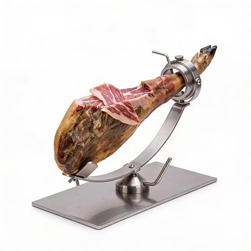 Bricolemar Jamonero Profesional Giratorio 360° Flores Cortés Don Benito – Base Pletina INOX 6 mm, Acero Inoxidable, Fabricado en España, Estable y Preciso