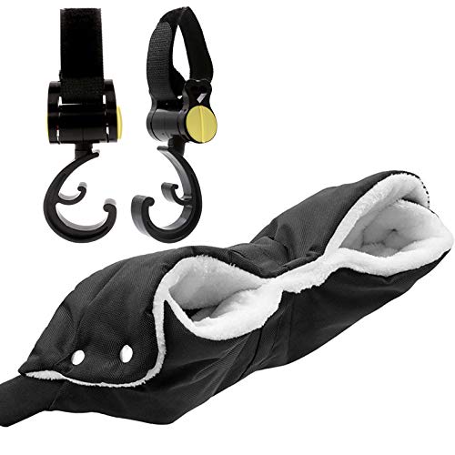 Stroller Hand Muff Winter Extra Thick Pushchair Gloves Black Hand Warmer for Parents and Caregivers in Cold Weather Anti-Freeze Windproof Snowproof Aosbos