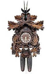 River City Clocks Eight Day Hunter's Cuckoo Clock with Hand Carved Oak Leaves, Animals, Rifles, and photo River City Clocks Eight Day Hunter's Cuckoo Clock with Hand Carved Oak Leaves, Animals, Rifles, and