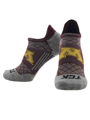 NCAA No Show Tab Socks - Minnesota Golden Gophers, Maroon/Gold, Medium