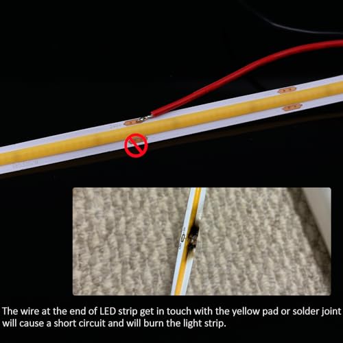 JOYLIT 24V COB LED Strip Lights 16.4ft 3000K Warm White 550LM/FT Super Bright CRI 95+, UL Premium 2400LEDs Dotless Dimmable Adhesive Tape Light 90W for Commercial, Industrial, Residential by JOYLIT - Image 6