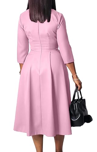 Image of Wear to Work Midi Dress for Women Business Casual A-line Dress Elegance Church Outfits