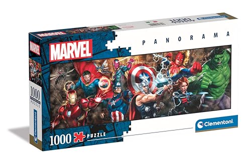 Clementoni The Avengers Marvel-Puzzle De 1000 Piezas Panorama, Rompecabezas Adultos, Entretenimento, 39839, Multicolor
