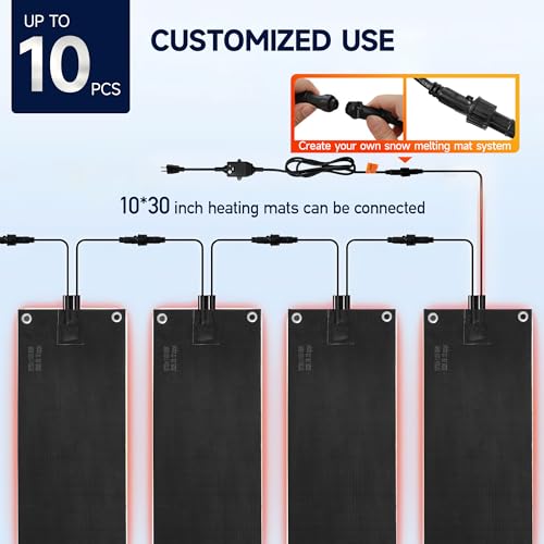 3PC Snow Melting Mats Outdoor 10x30 Inch, Double No-Slip Rubber Heated Driveway Mats for Winter Snow Removal, 2 in/h Speed Ice Melting Mats for Stairs, Walkways, Decks, Roof & Sidewalks by Al waha Al zhabia - Image 8