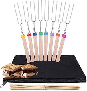 Y-ME Telescoping Marshmallow Roasting Sticks Set of 8 Hot Dog Forks&Smores Skewers Camping