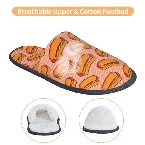 Cartoon Hot Dog Print Women Slippers Home Furry Shoes Keep Men Couples Shoes Warm For Women-4