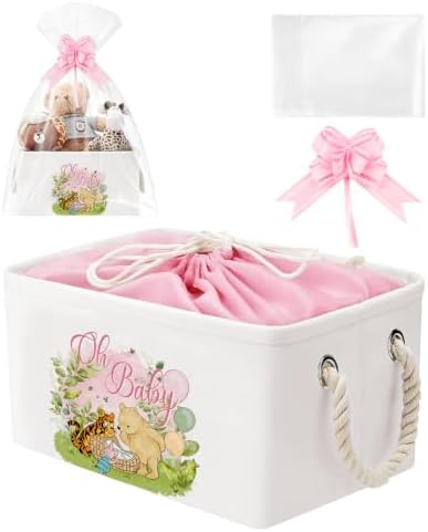 3Pcs Winnie Bear Storage Basket for Party Gifting with Gift Bags and Ribbons Collapsible Storage Basket with Drawstring Closure for Home Living Space Decor 13 x 9.1 x 7.1 Inch(Blue) — 사진 6