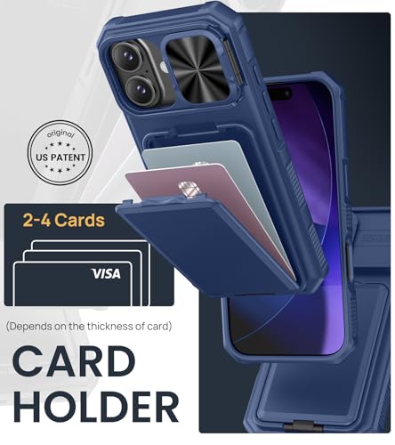 Image of SSLOTSCASE for iPhone 17 Case with 2X Glass Screen Protector & Stand, Blue