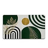 Olive Green and Gold Boho Mid Century Door Mat - Abstract Geometric Door Mat Indoor Outdoor Entrance Entryway Porch, Modern Welcome Mats, Minimalist Bath Mats for Bathroom, 17x30 Inch-348