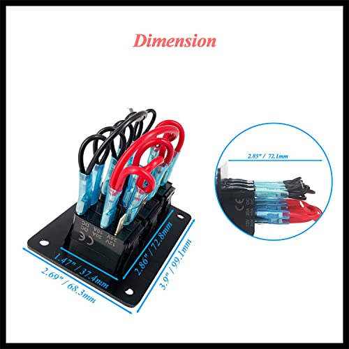 Image of 3 Way Red Rocker Switch Panel Marine Grade Toggle Switch Panel for Marine Yacht Jeep Pickup Side by Side Console Panel Mount IP66