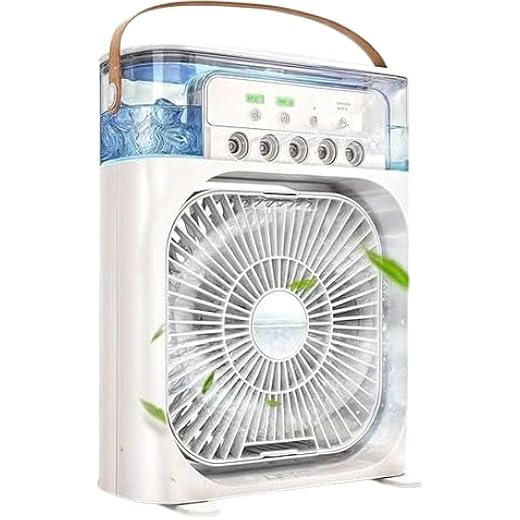 PULIER Portable mini Air Conditioner|mini cooler|Anti-leakage Water Ice Cooling Air Cooler for Room Bedroom Office|water sprey|1.2L Water Tank & 2 Ice Packs,360?Adjustment Office, Home, Room