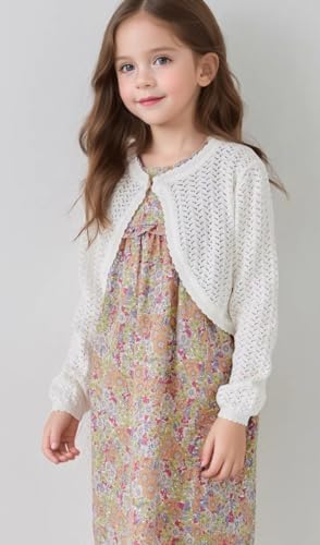 Girls Cardigan Sweater Toddler Bolero Shrug Baby Kids Long Sleeve Dress Up Button Closure Cropped Jacket Tops2