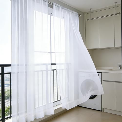 Cortinas voile salón moderno monocolor con caída perfecta sin arrugas 2