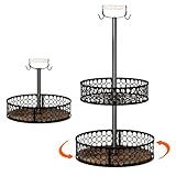 Heavy-Duty 2 Tier Lazy Susan Organizer, Upgraded DIY 3-in-1 Design Detachable Metal Rotating Spice Rack, Spice Organization for Kitchen Cabinet Countertop