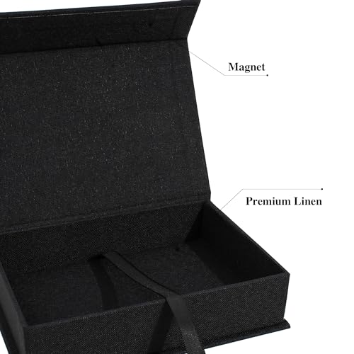 Hiwhy Photo Storage Box 5x7, Linen Photo Box, Memory Box Perfect to Store Your Photo, Pictures, Certificates, Scrapbooking Supplies, Keepsakes and Jewelry Black - Thumbnail 4