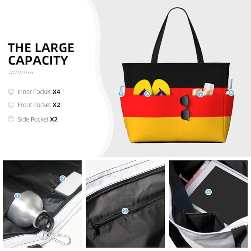 QWVBNgermany flag Beach travel bag, lightweight and reusable, suitable for family trips, gym and outdoor adventures.3