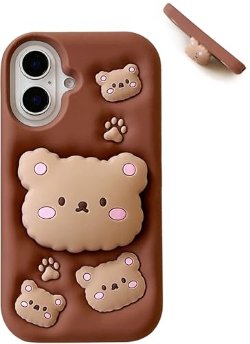 TUFTA Kawaii 3D Teddy Bear Pop-Up Stand and Grip Phone Case for Samsung Galaxy S24 Ultra, Cute Cartoon Animal Phone Cover for Girls, Boys, Kids, Teens, and Womens