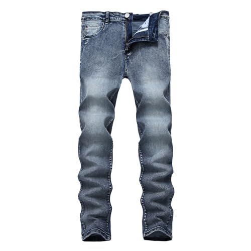 Image of Eauptffy Men's Jeans Washed Jeans Stacked Jeans Men's Y2K Motorcycle Trousers Denim Trousers Pockets Denim Trousers Slim Fit Jeans Trousers Skinny Summer Jeans Regular Straight Leg, blue, 22