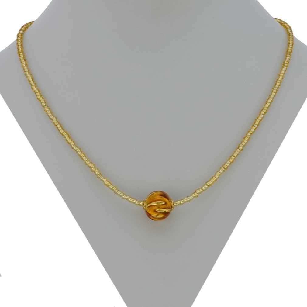 Glass Of Venice Murano Glass Royal Cognac Ball Necklace