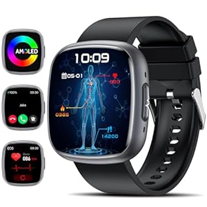2025 Smartwatch mit EKG/HRV/BMI/Harnsäure/ΒΙυtｚυcker, 1.75“ Herren Damen Gesundheitsuhr mit 24H Blutdruck, Herzfrequenz, SpO2, Körpertemperatur, Schlafmonitor, Fitnessuhr für Android/iOS