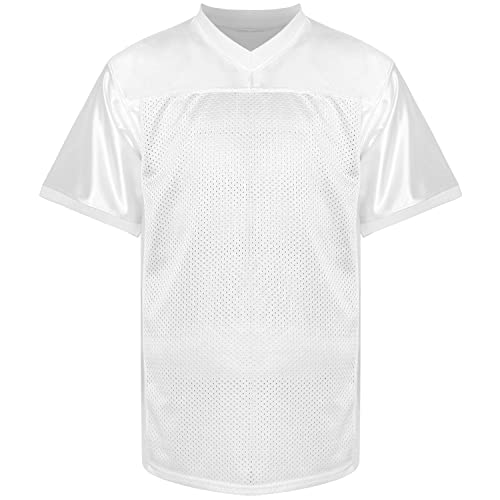 Jknakn Blank Football Jerseys Mesh Athletic Football Shirt Practice Sports Uniform Black White Jersey (White, Medium) #TOP1