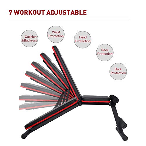 Komsurf Adjustable Weight Bench Press, Foldable Workout Bench for Home Gym, Full Body Workout Strength Training, Exercise Equipment Body Gym System