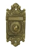Klingel Messing antik Gründerzeit / Jugendstil Klingel Messing antik mit Namensschild #K10-A