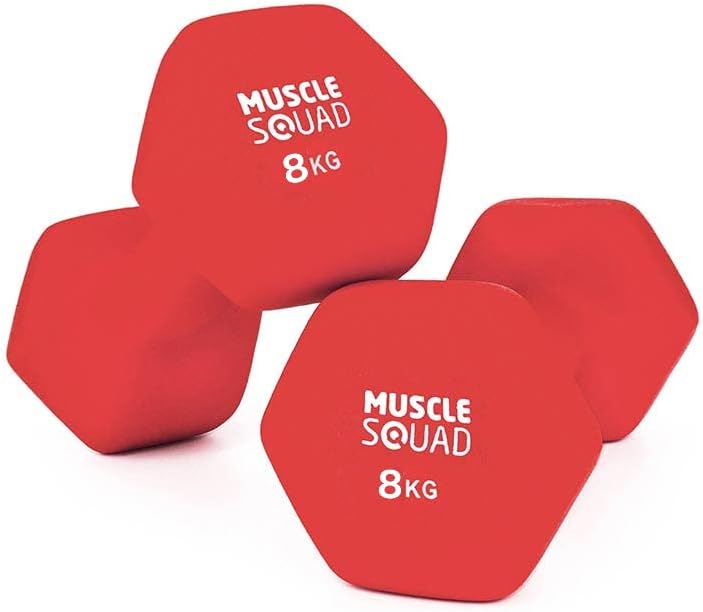 MuscleSquad Dumbbell Pairs  Fixed Weigh from 1kg  10kg  For Toning, Strength and Muscle Training - For Home Or Gym Use - Free Exercise Chart Included