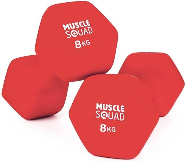 MuscleSquad Dumbbell Pairs  Fixed Weigh from 1kg  10kg  For Toning, Strength and Muscle Training - For Home Or Gym Use - Free Exercise Chart Included