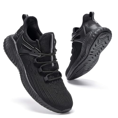 Men's Slip On Tennis Shoes - Athletic Walking Casual Non-Slip Sneakers All Black Size 12