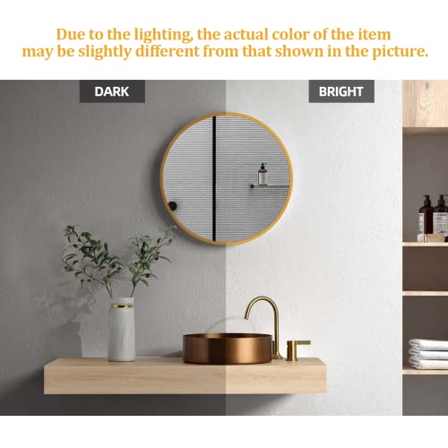 A.t.lums Gold Round Mirror 24 Inch, Round Bathroom Mirror With Metal Frame, Wall Mounted Circle Mirror For Bathroom, Entryway, Living Room #TOP6