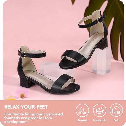 Image of PANDANINJIA Girls Dress Shoes Toddler Kids Heels Sandals Flower Girl Shoes
