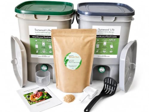 Sunwood Life Indoor Bokashi Composter Starter Kit- Beige, 2.2 lb