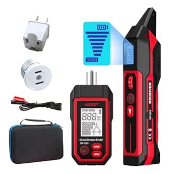 NOYAFA NF-824 Rechargeable Circuit Breaker Detector with LCD Display and GFCI Outlet Tester 90-230V AC Circuit Breaker Finder Tool NCV Electrical Circuit Tracer