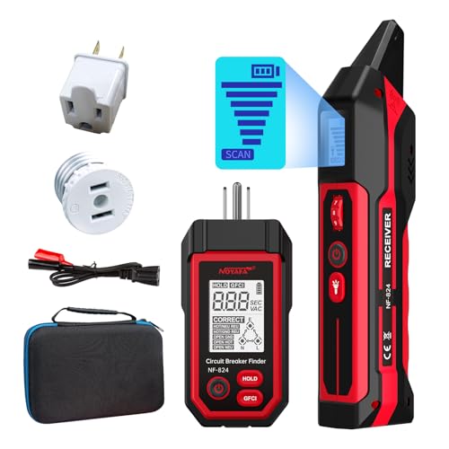 NOYAFA Rechargeable Circuit Breaker Finder with LCD Display & GFCI Outlet Tester, NCV AC Electric Tester Circuit Tracer, Adjustable Sensitivity, Flashlight- NF-824 by NOYAFA - Used condition - US$49.00