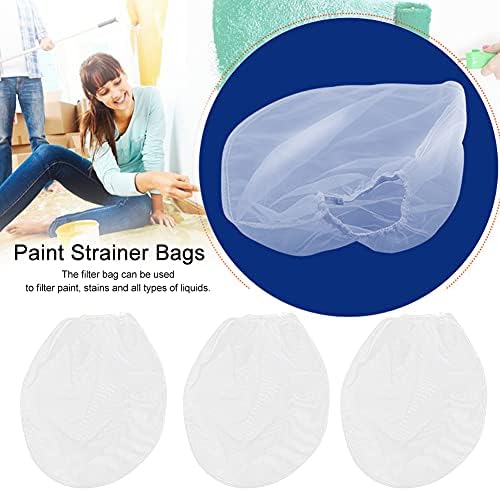 QOTSTEOS Pack of 10 Paint Strainer White Fine Mesh Disposable Bag Filters with Elastic Top Opening, Paint Filter Pocket For Paint Gardening(size:1 gallon)