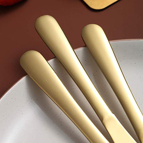Gold Dinner Knives Set Of 12, Berglander Stainless Steel Titanium Plating Shiny Gold Dinner Knife, Butter Knife Spreader Table Knives Sturdy And Dishwasher Safe #TOP5