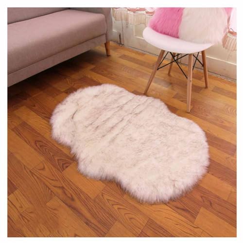 SHTGOI Alfombra de piel sintética de imitación de piel de cordero, alfombra de cama con antideslizante, terciopelo de piel de ciervo, alfombra de lana mullida para sofá, sala de estar, dormitorio, 40
