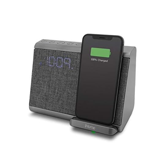 iHome iBTW39 Bluetooth Dual Alarm Clock with Wireless Charging, Speakerphone and USB Charging Port