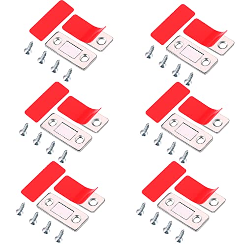 6 Piezas Imán Puerta Adhesivo Cierre Magnético,Imanes Puertas Pestillo Para Puerta,Armario,Cajones,Puerta Corredera Ultra-fino Cocina Cerradura magnéticos Magnetica de Muebles con tornillos