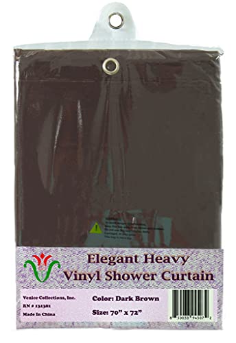 Venice Collections Elegant Heavy Duty Vinyl Shower Curtain Liner With 12 Metal Grommets Dark Brown #TOP3
