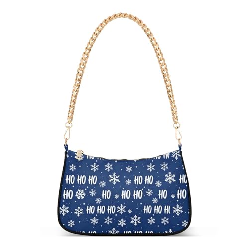 Petit sac à main à bandoulière GuoChe bleu avec motif flocon de neige et chaîne tendance pour femme