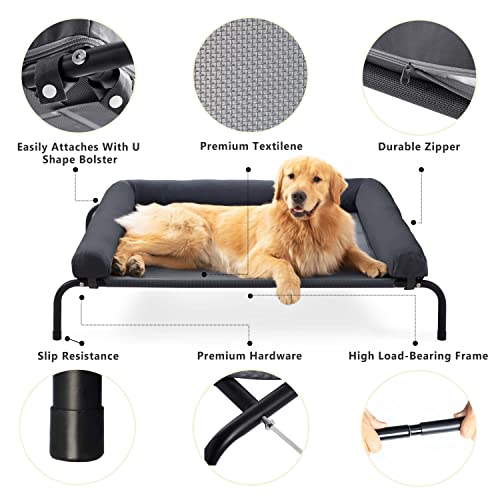 Elevated Dog Bed For Large Dogs, Outdoor Raised Dog Cot With Removable And Waterproof Bolsters, Pet Cooling Dog Hammock Bed With Breathable Mesh #TOP2