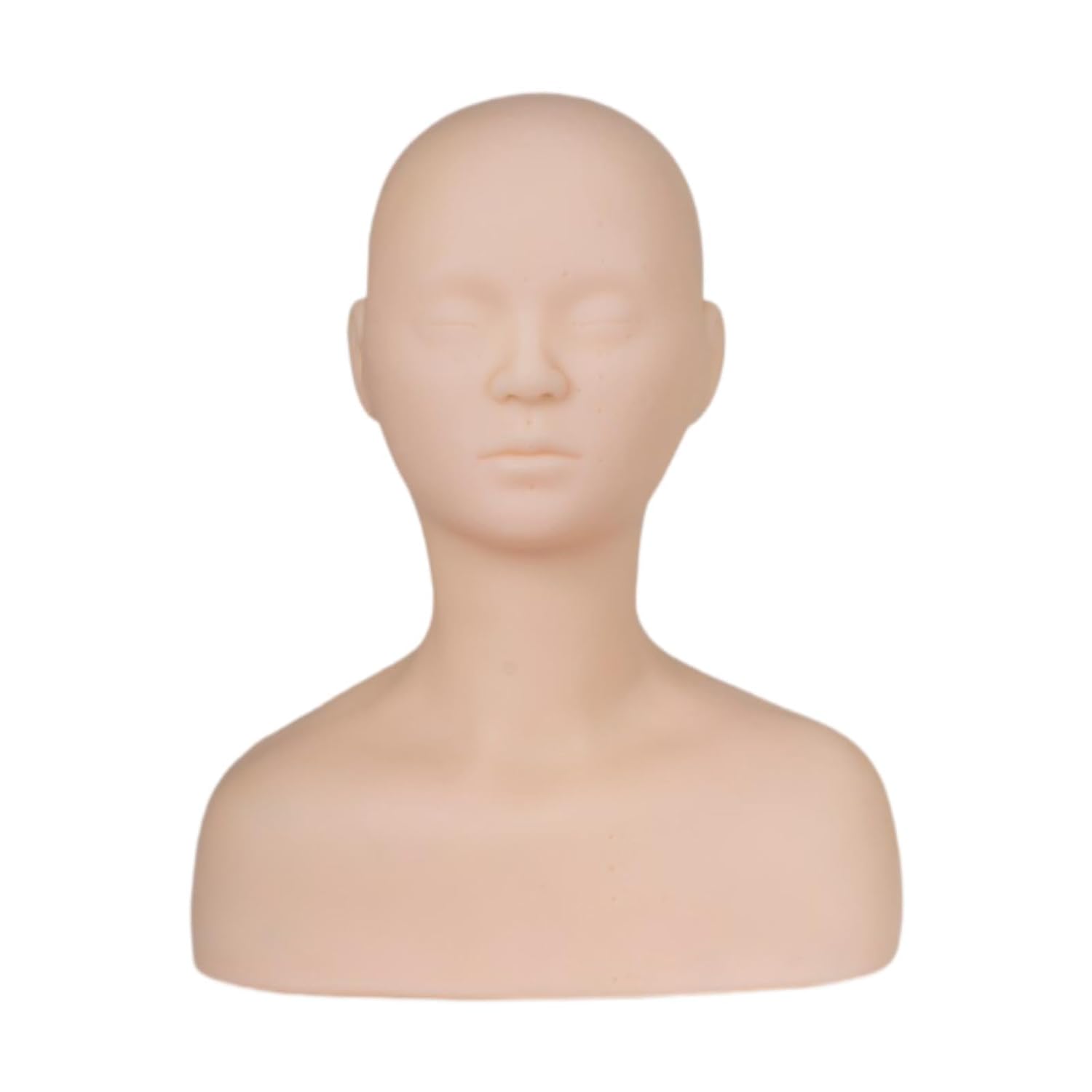 Training Mannequin Silicone Massage Head Professional Practice Face with Shoulders Manikin Head Model Makeup Head for Makeup