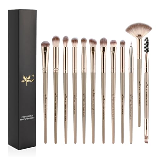 Anmor Eyeshadow Brush Set, 12pcs Professional Eyeshadow Makeup Brushes Set, For Eyeshadow Eyebrows Eyeliner Concealer, Soft Synthetic Hair and Premium Handle
