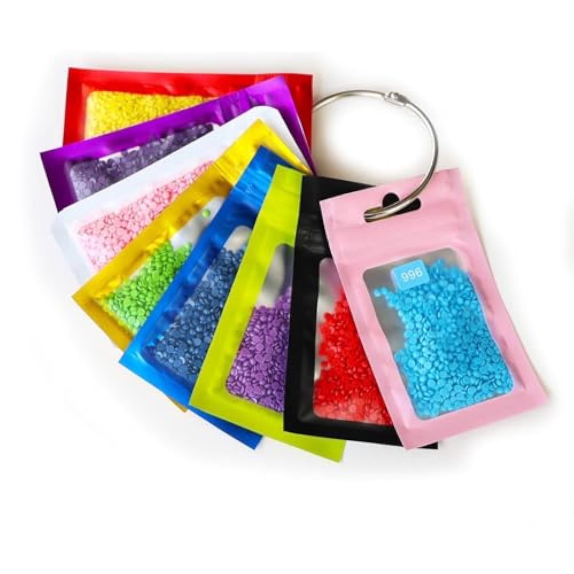 50x Rhinestones Storage Bag Resealable Carry Case for Beads, White