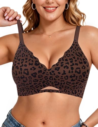 Vertvie Seamless Jelly Bras for Women No Underwire Supportive, Leo-COF, M